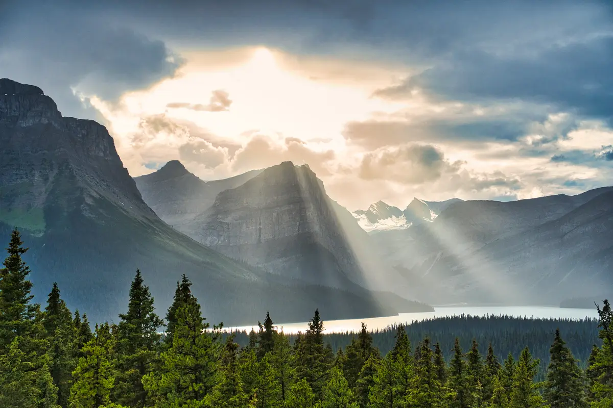 Rays of Hope 2, Rocky Mountains, Alberta, photograph by Micheal Lander