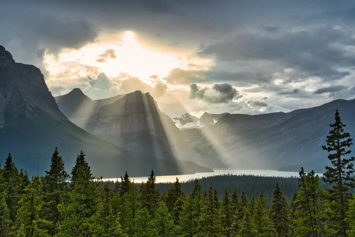 Rays of Hope 3, Rocky Mountains, Alberta, photograph by Micheal Lander